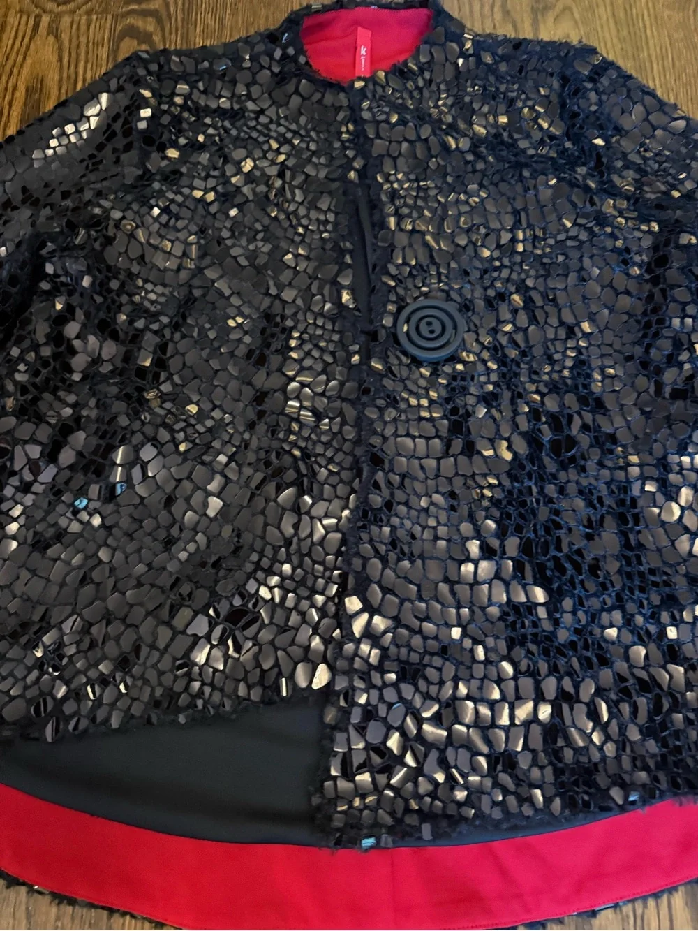 Black Sequin Women's Jacket with Pink Lining